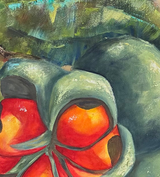 Natal Mahogany Pods - Vibrant Botanical Oil Painting by Liz Finlay