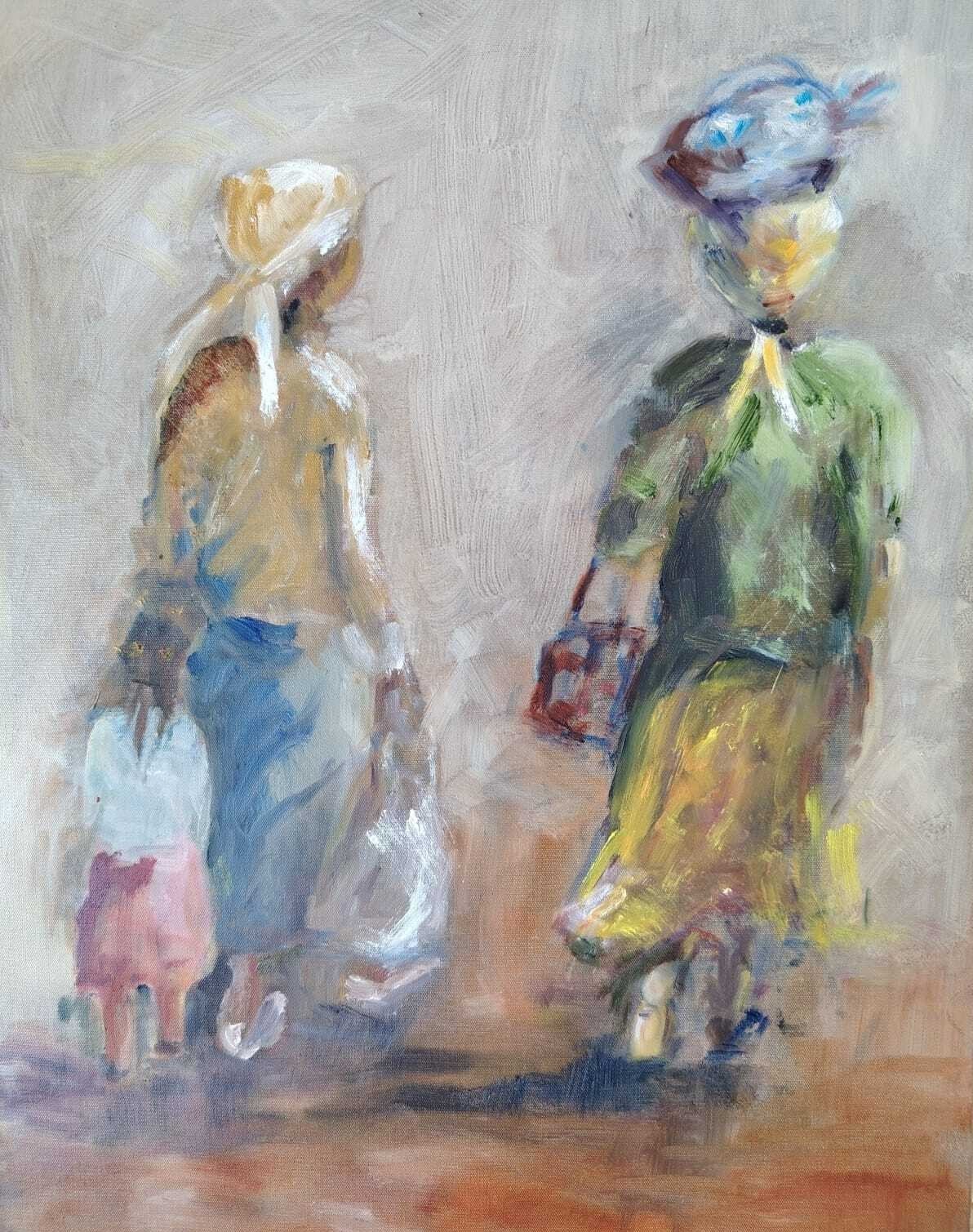 South African artwork original painting – Mom I'm Tired. FineArt4All Originals. <p>A heartwarming figurative oil painting capturing the quiet honesty of childhood fatigue and a mother’s gentle patienc