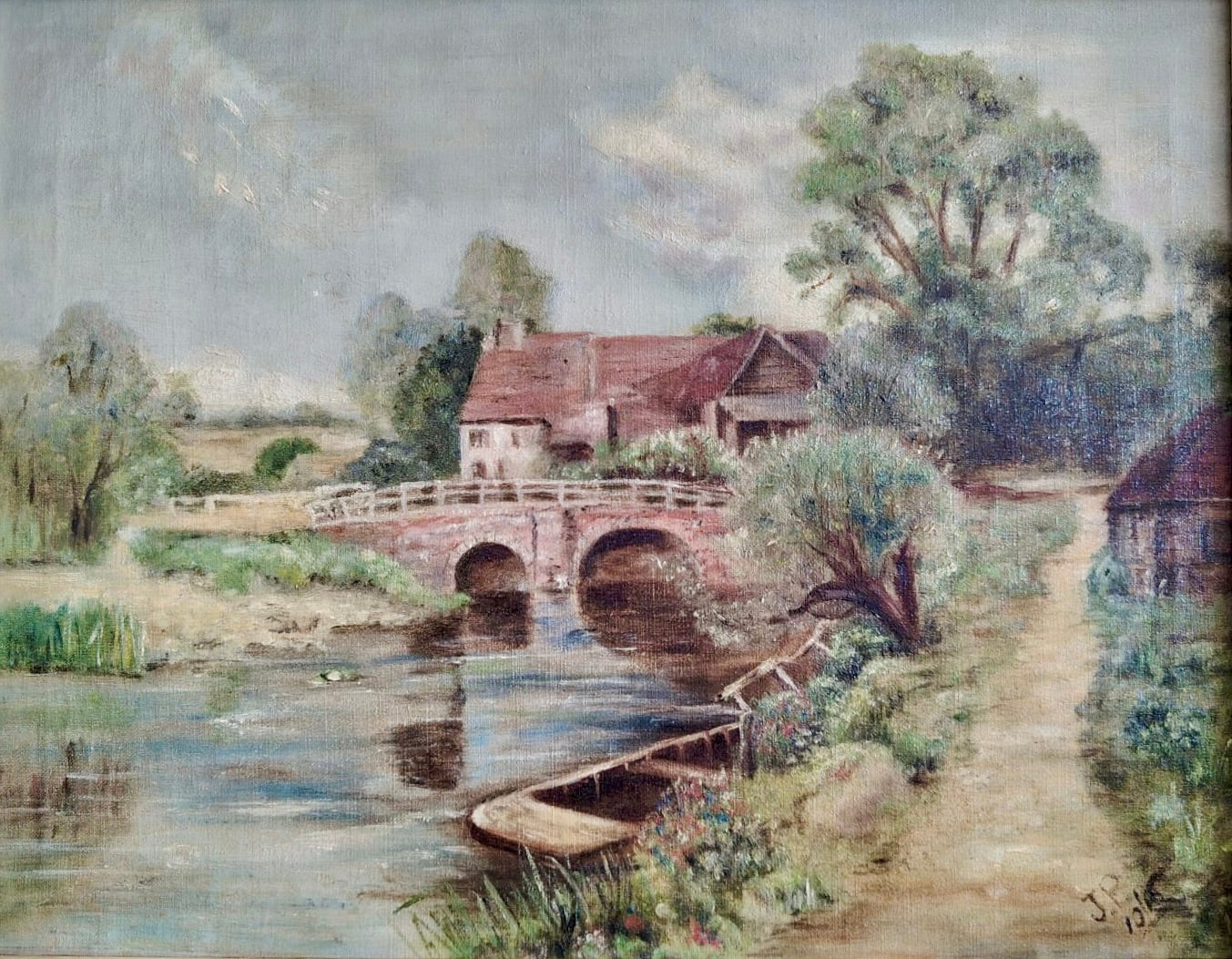 English Country Bridge – River and Cottage