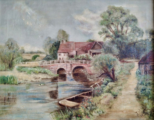 English Country Bridge – River and Cottage