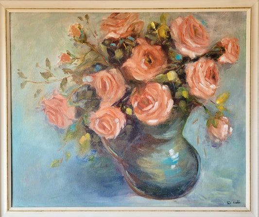 Blushing Roses in Blue