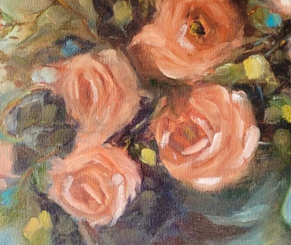 Blushing Roses in Blue