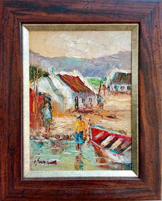 Harbour Reflections - Vibrant Coastal Boat Scene